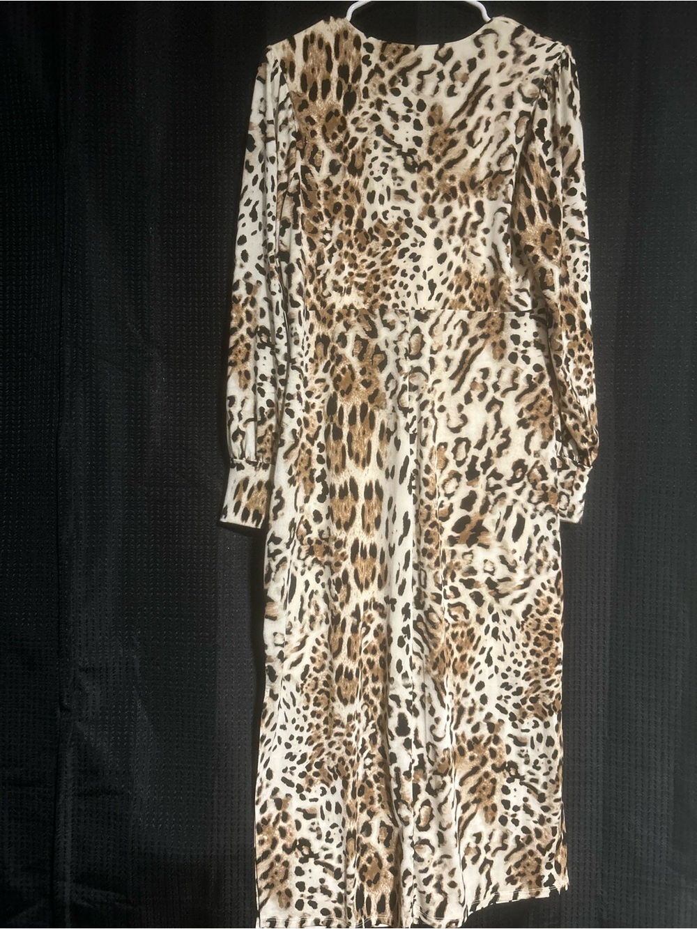 Express Leopard Print Wrap Midi Dress in Cream and Brown - Picture 5 of 7